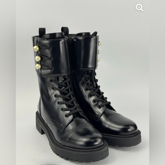 Dior D-Strike Combat Ankle Boots Black Calfskin Leather Size [size 6) - Picture 4 of 9